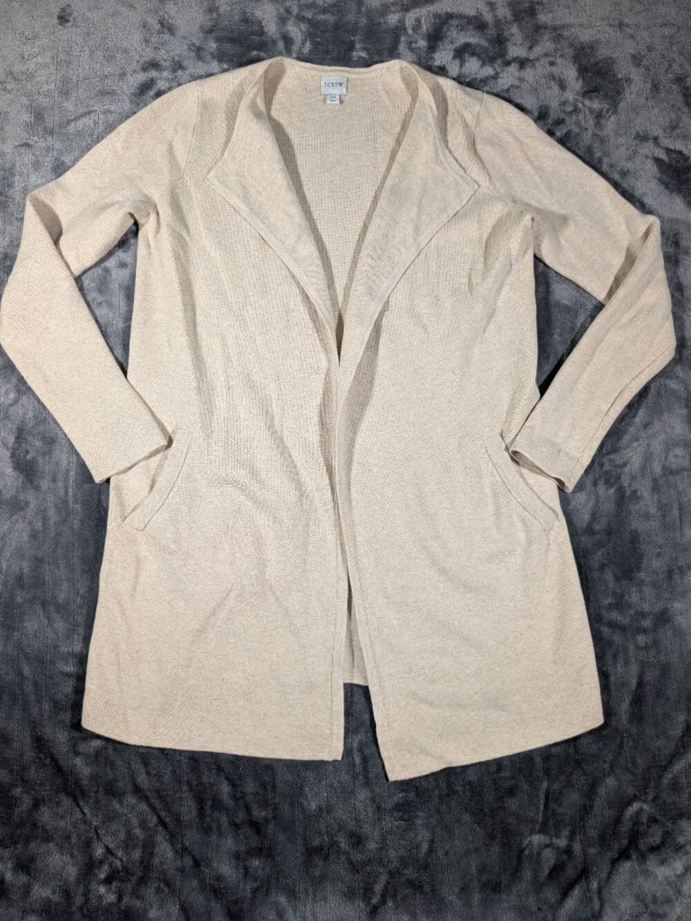 J Crew Vanessa Cardigan Sweater Jacket Sz XS Open Front Cotton Beige AN051, 1313